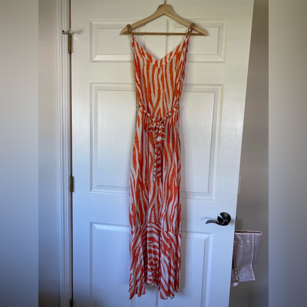 Lola casademunt- Orange and White Striped Maxi Dress XS